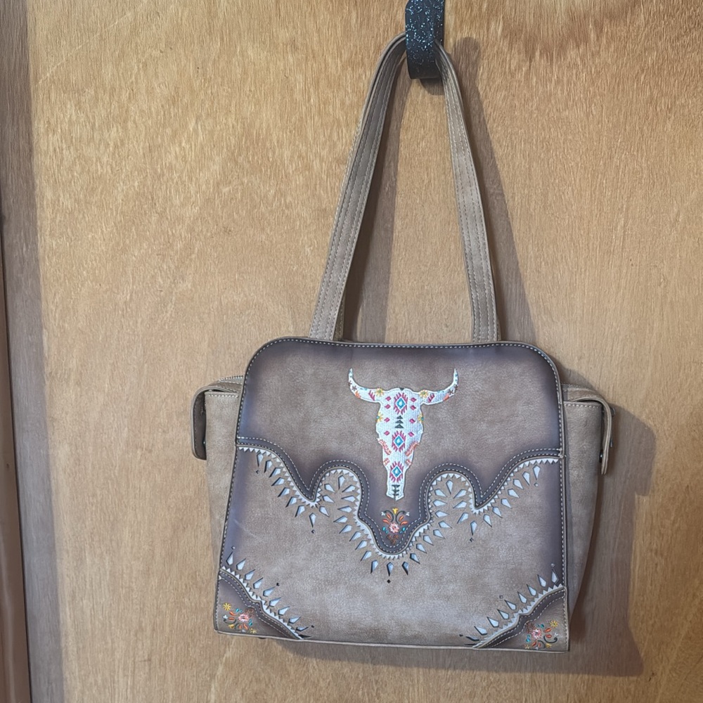 Blue and Tan Floral Women's Bag